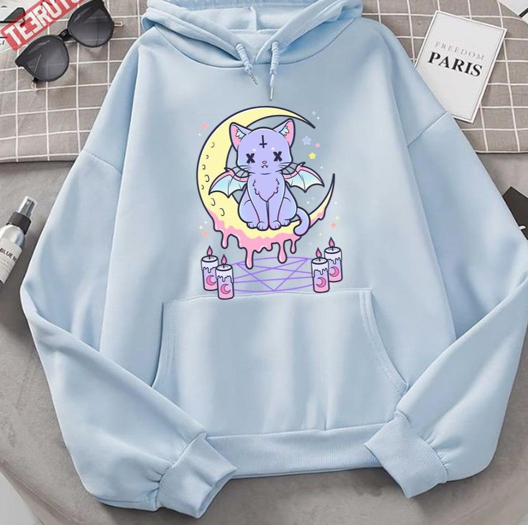 Occult Cat Kawaii Pastel Goth Cute Creepy Unisex Hoodie