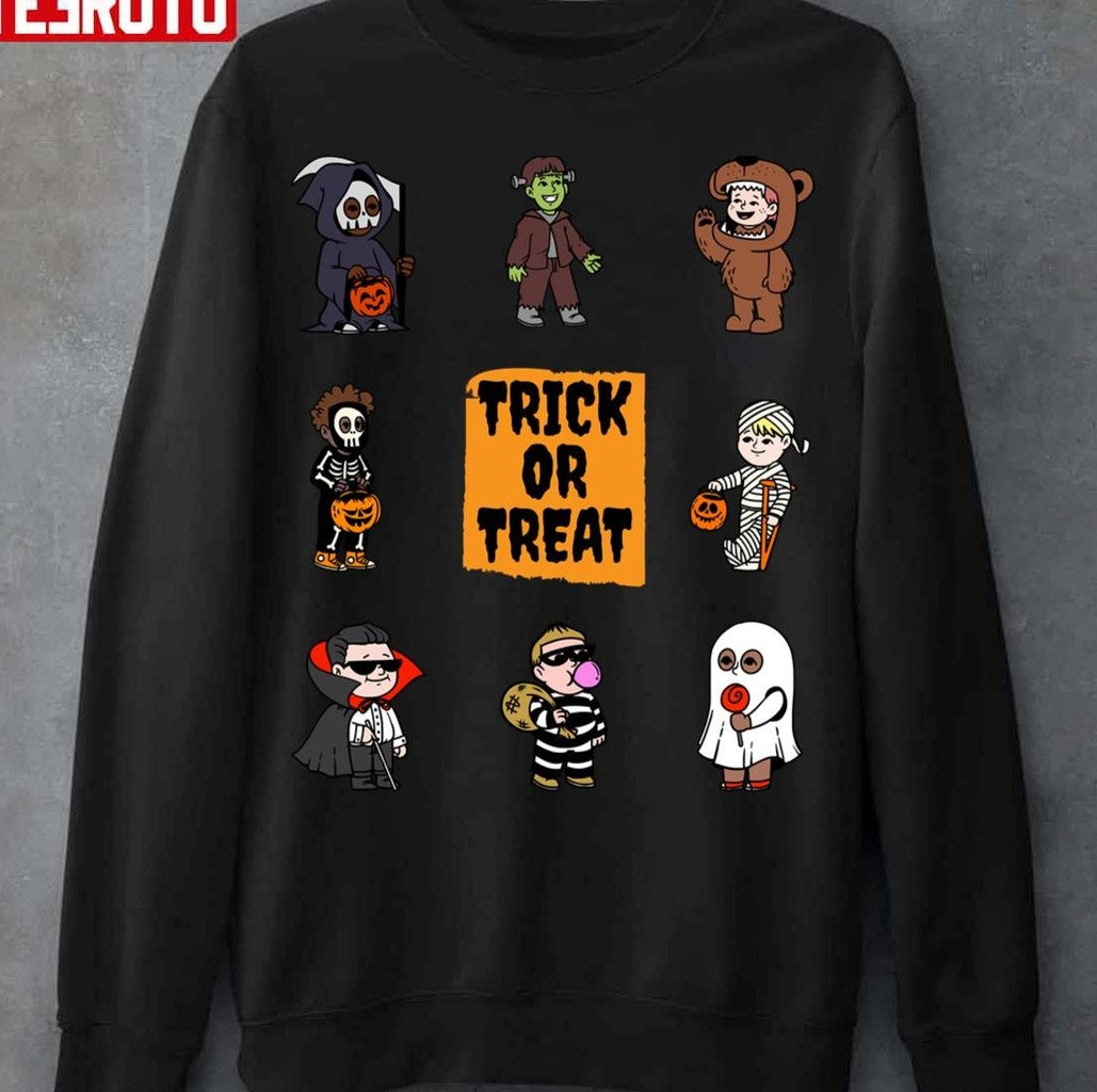 Momster Halloween Trick Or Treat Cute Chibi Horror Characters Unisex Sweatshirt