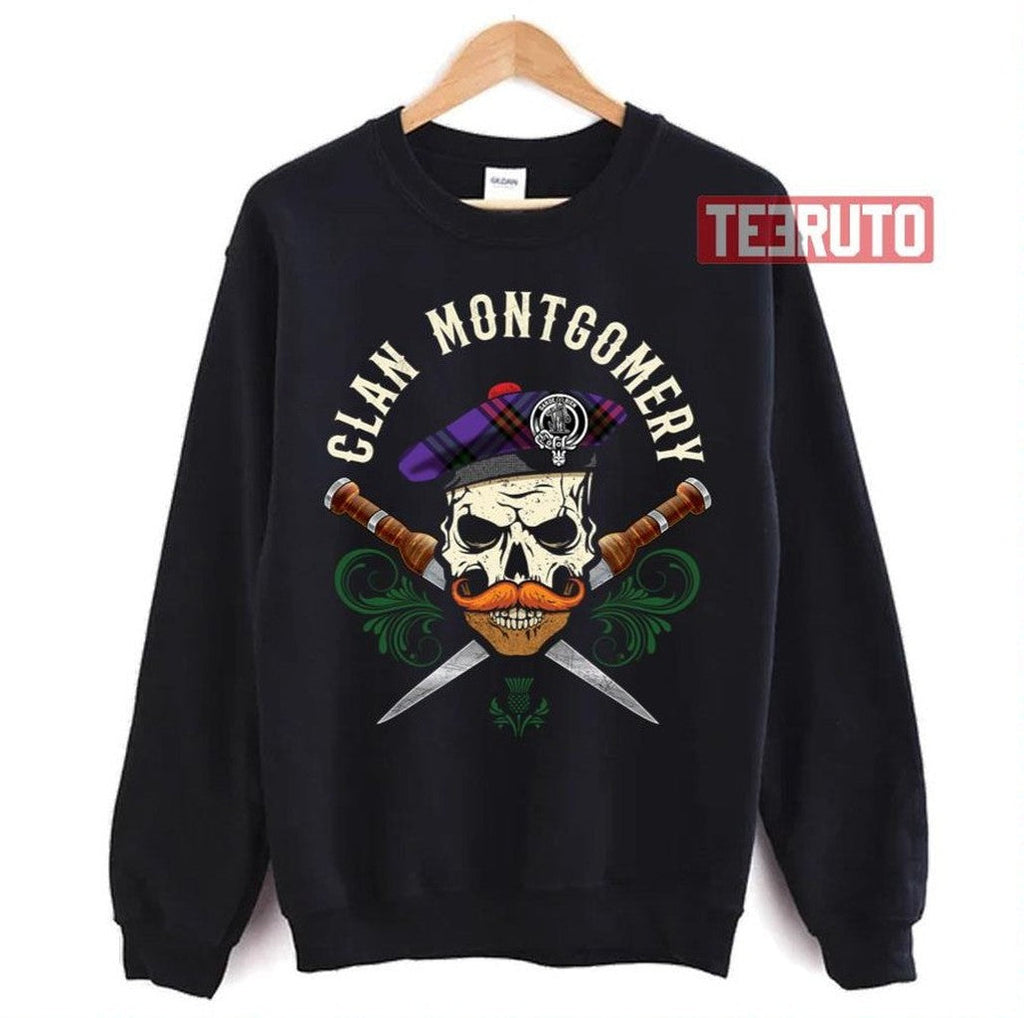 Skull Crest Badge Dirk Clan Montgomery Scottish Unisex T-Shirt