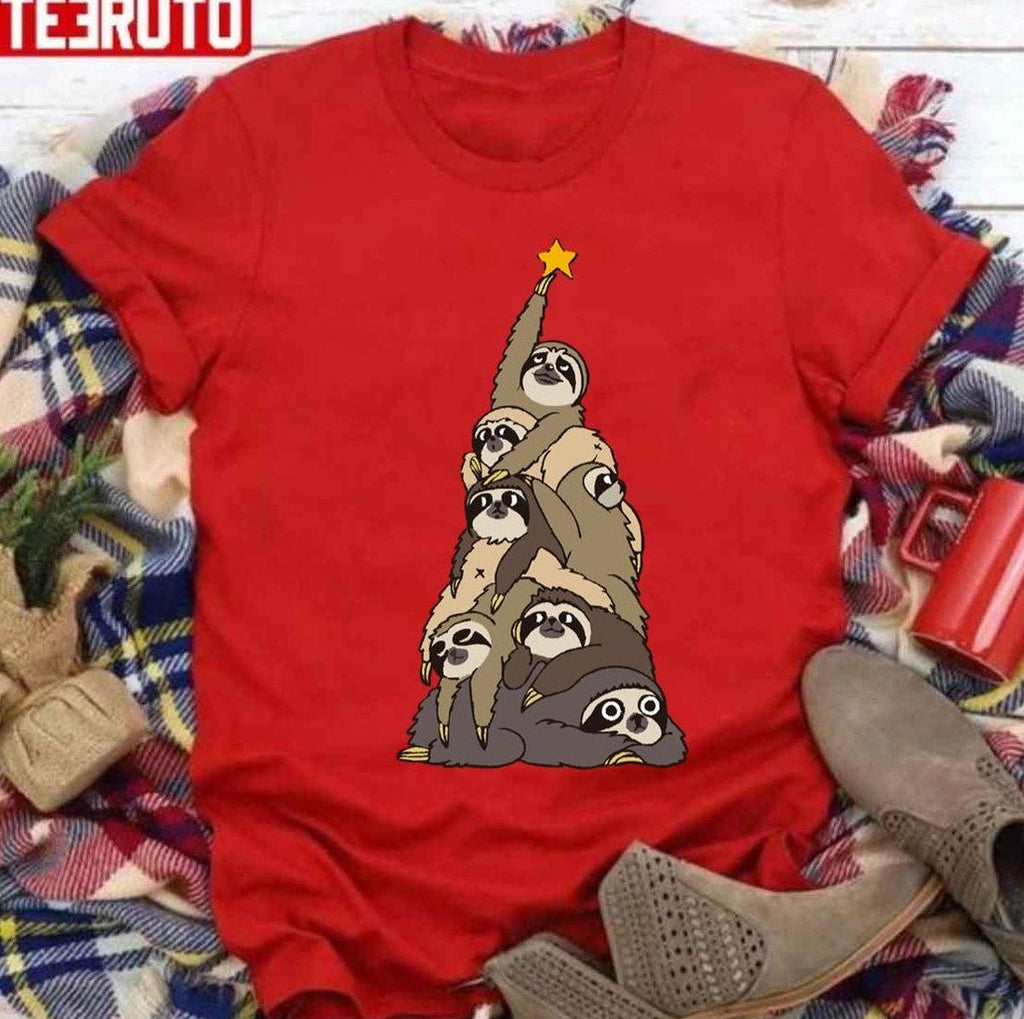 Slothmas Tree Sloth Christmas Tree Lovers Funny Matching Family Unisex Sweatshirt