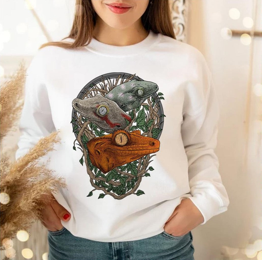 New Caledonian Geckos Crested Gargoyle And Leachinaus Geckos Unisex Sweatshirt