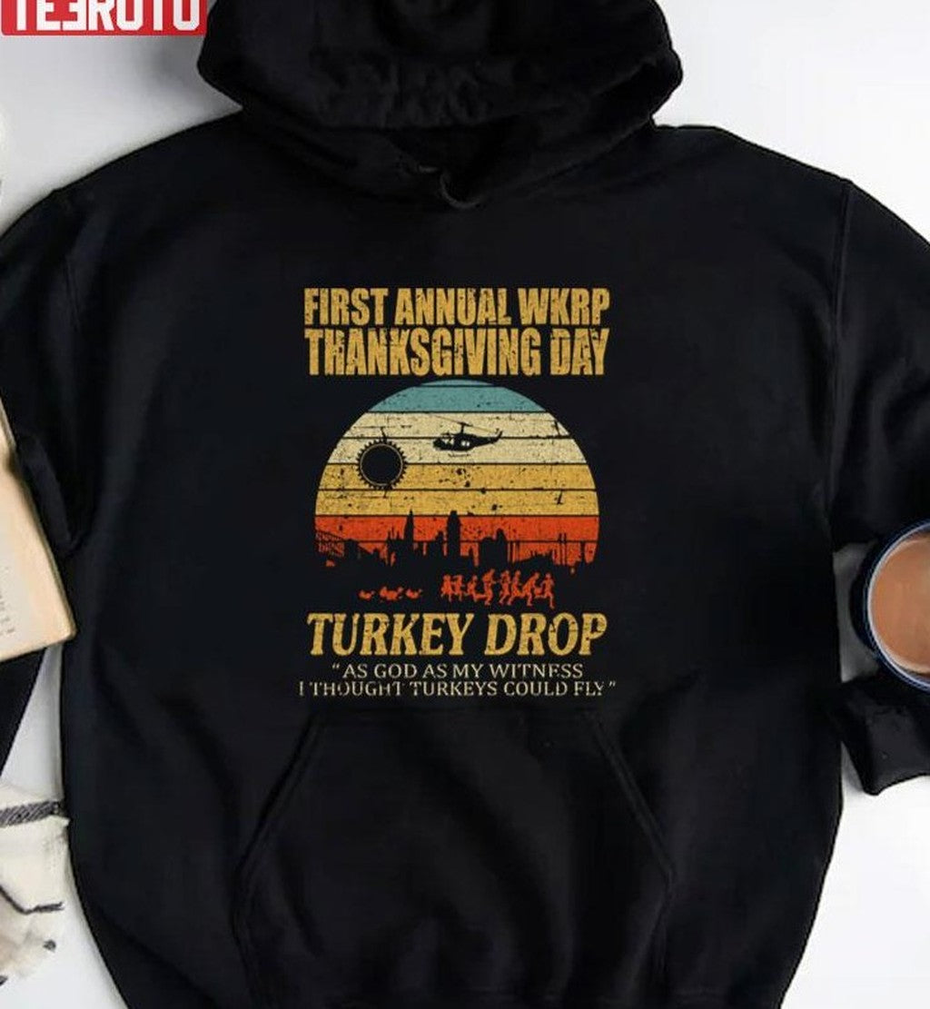 Retro First Annual Wkrp Turkey Drop Graphic Unisex Sweatshirt