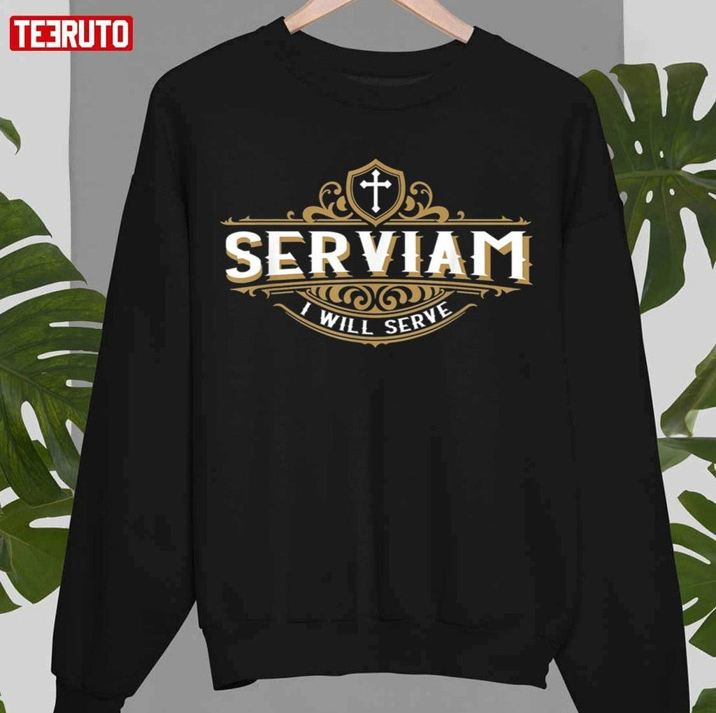 Serviam Will Serve Saint Michael Latin Phrase Catholic Unisex Hoodie