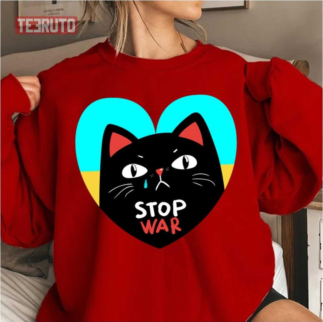 Stop War Banner Flyer Card Badge Ukraine Unisex Sweatshirt