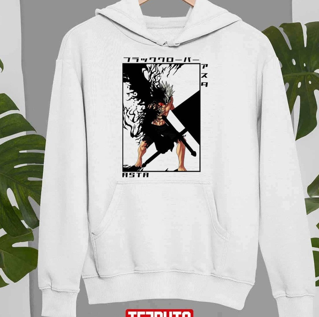 Asta Black Clover Black And White Illustration Unisex Sweatshirt