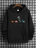 Unisex Men's Dinosaur Print Essentials Hoodie, Casual Drawstring Sweatshirt for Daily Wear, Comfortable Outdoor Men's FashionÂ 