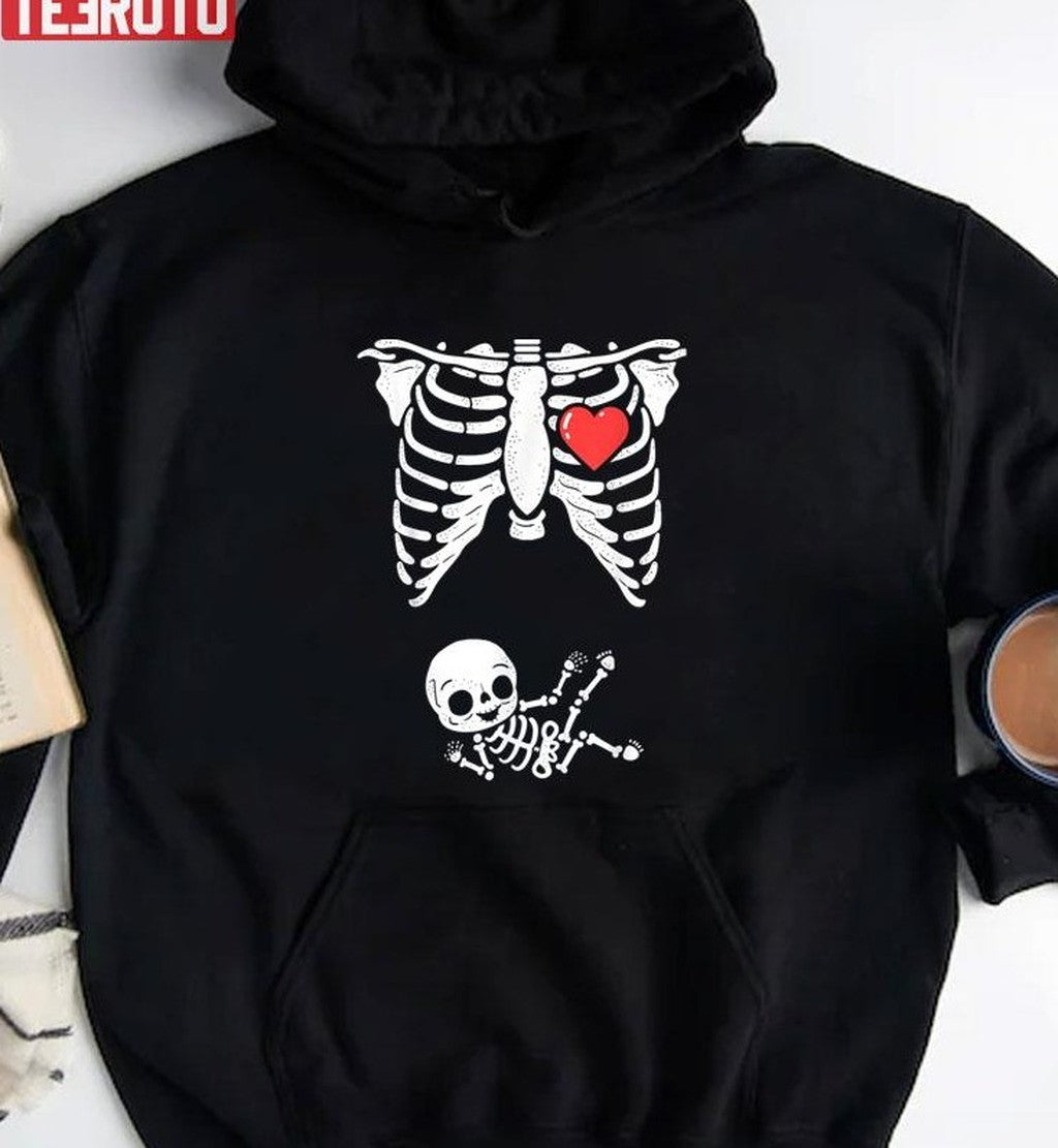Skeleton Pregnancy Announcement Xray Halloween Unisex T-Shirt