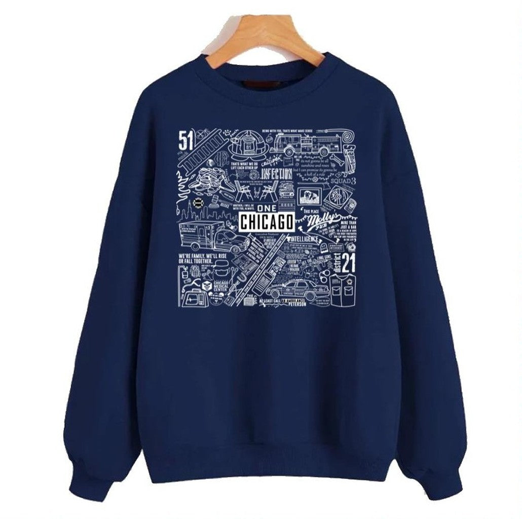 One Chicago Collage On Black Unisex Sweatshirt