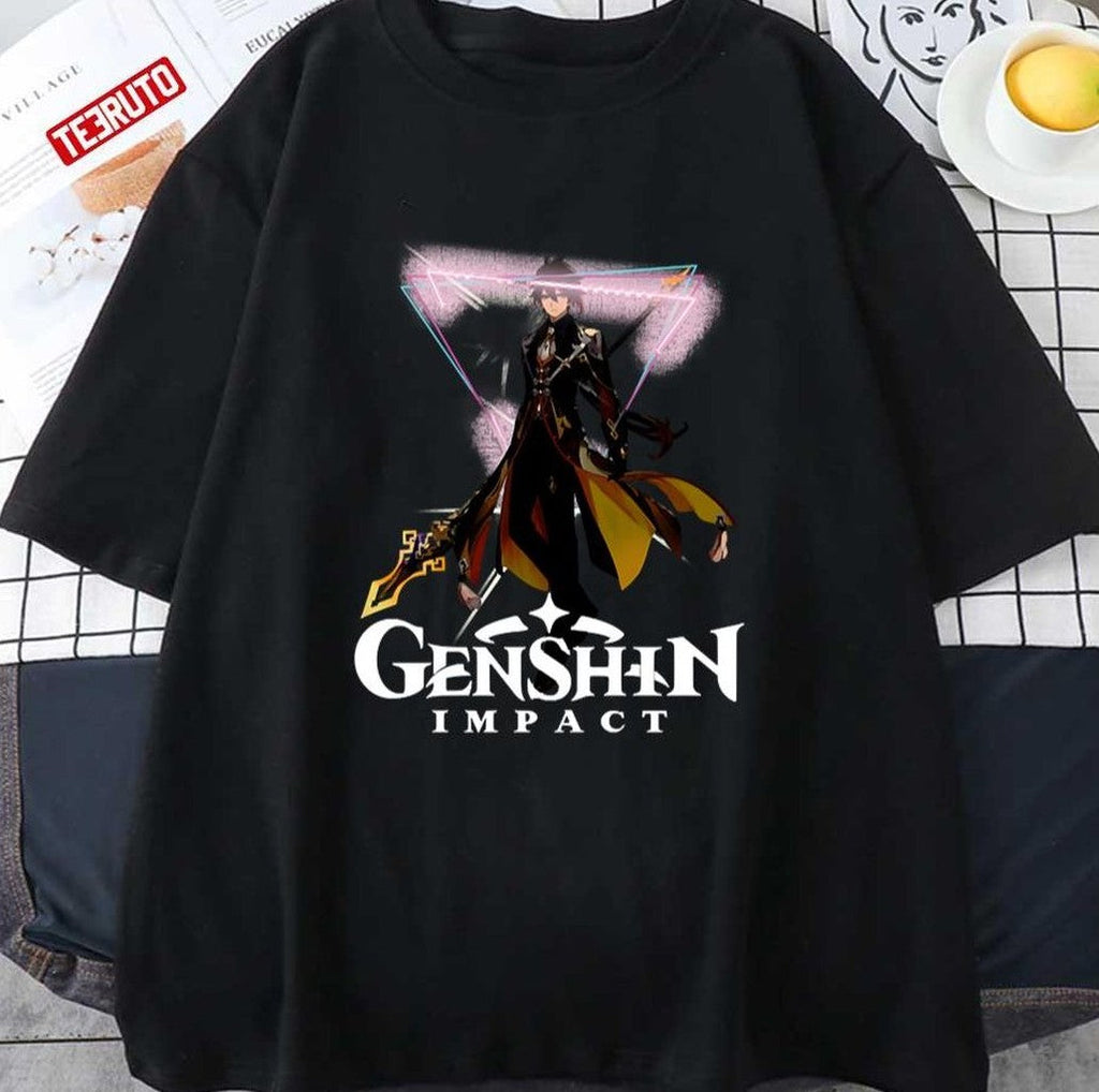 Anime Genshin Impact Shining Zhongli Unisex T-Shirt