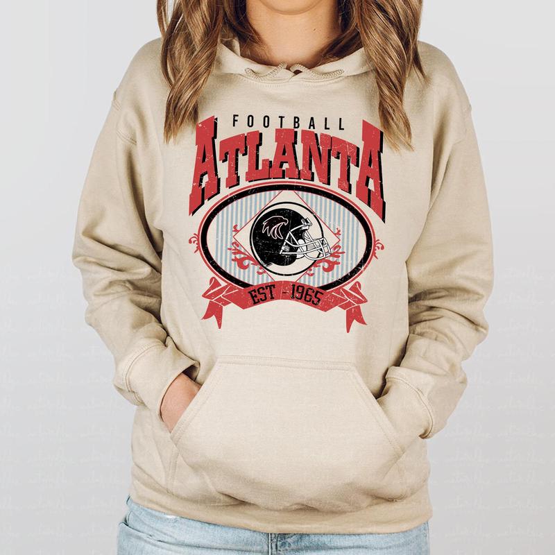 Vintage Atlanta Football Hoodie, Classic Sports Theme, Football Hoodie Gifts for Fans, Unisex Comfort, Personal Fan T-Shirt Collection