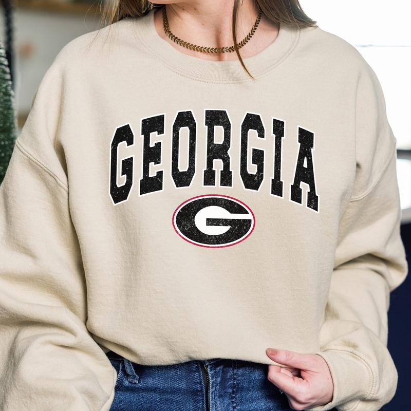 Georgia Bulldogs Vintage Football NCAA Trendy Sweatshirt, University of Georgia Unisex Football NCAA Shirt, Gift For Men, Gift For Girls, Crewneck, Co