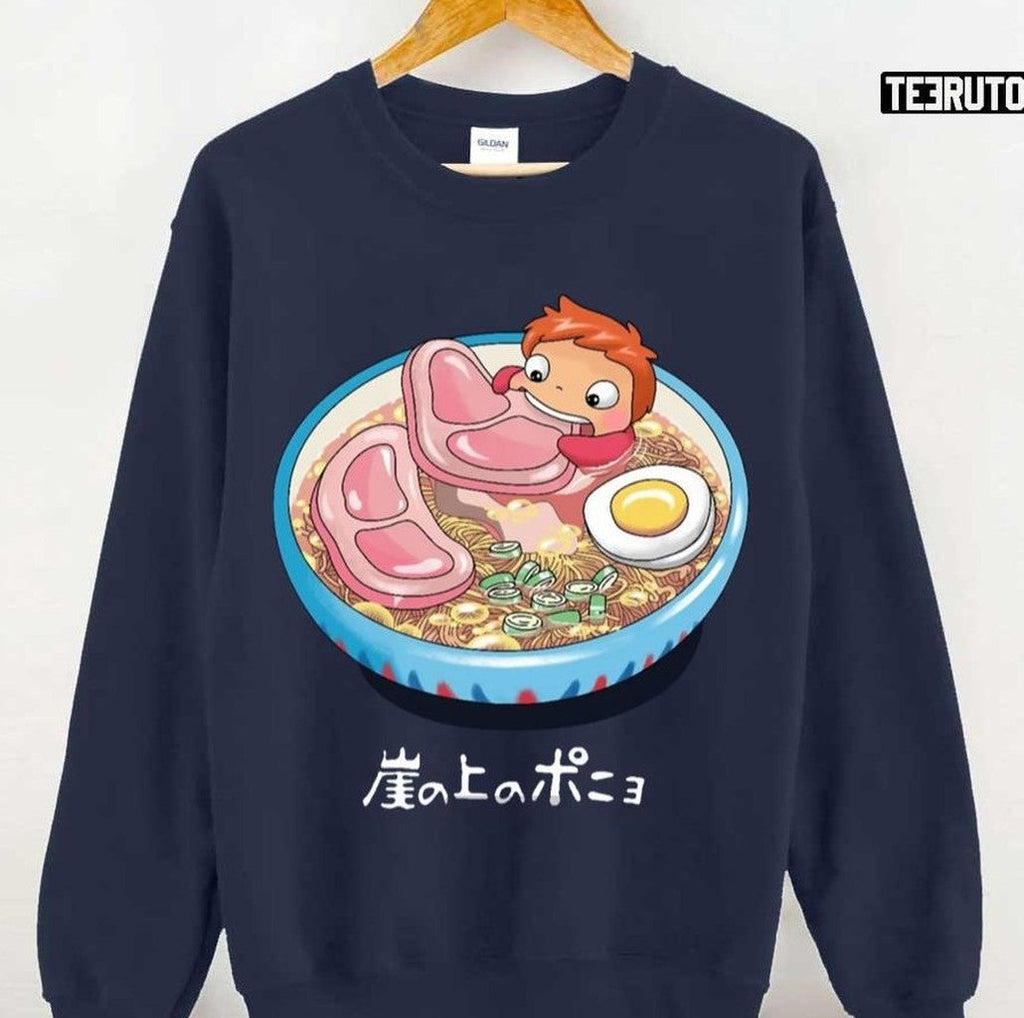 Ponyo Eat Meat Ramen Ghibli Unisex T-shirt