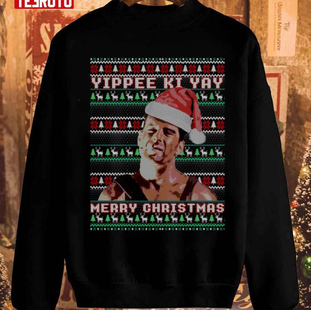 Smocking Yippe Ki Yay Funny Ugly Christmas Unisex Sweatshirt