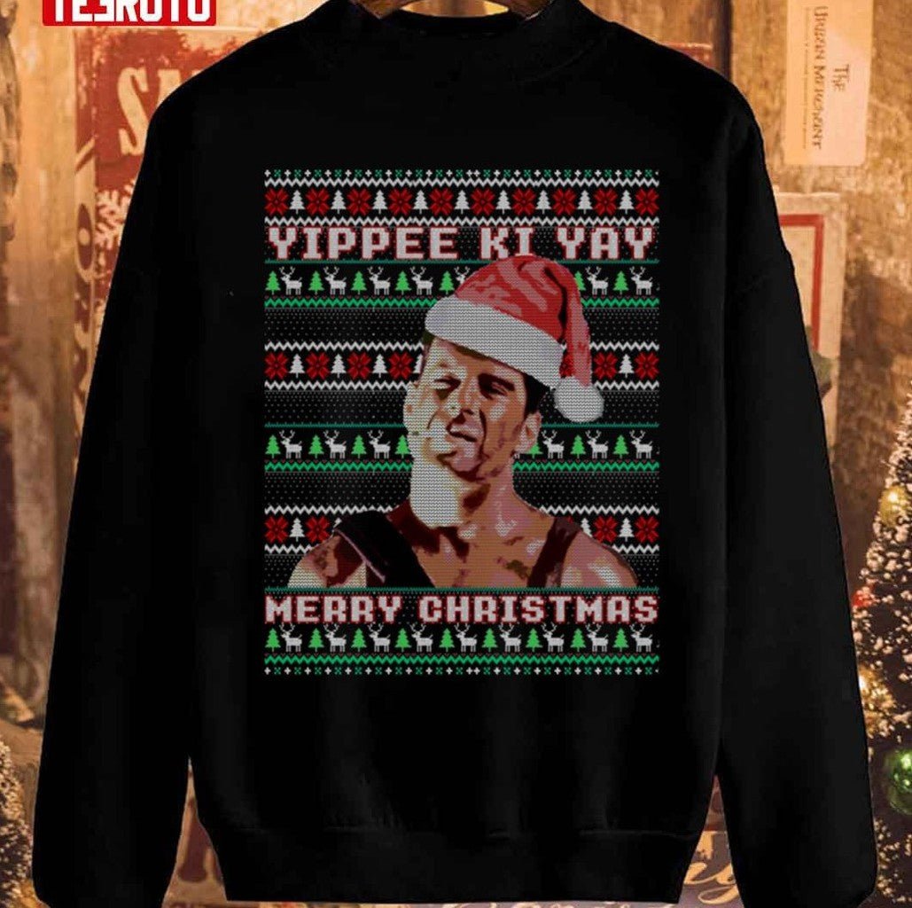 Smocking Yippe Ki Yay Funny Ugly Christmas Unisex Sweatshirt