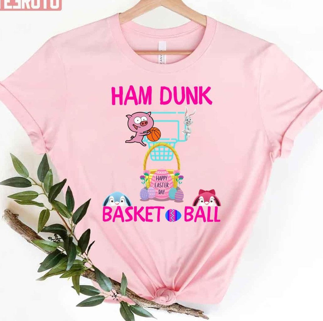 Basketball Pig Funny Bunny Boys Girls Happy Easter Day Unisex T-shirt