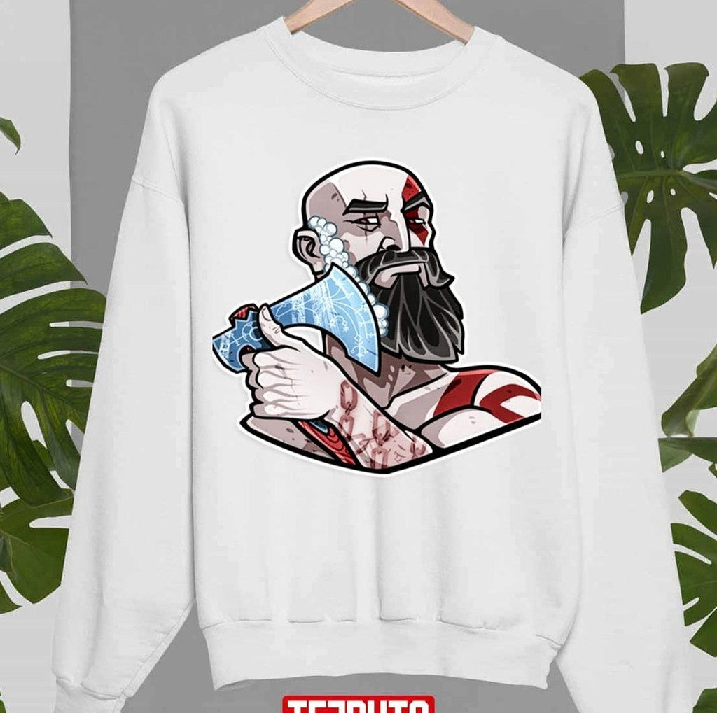 Shaving With His Axe Kratos God Of War Unisex Sweatshirt