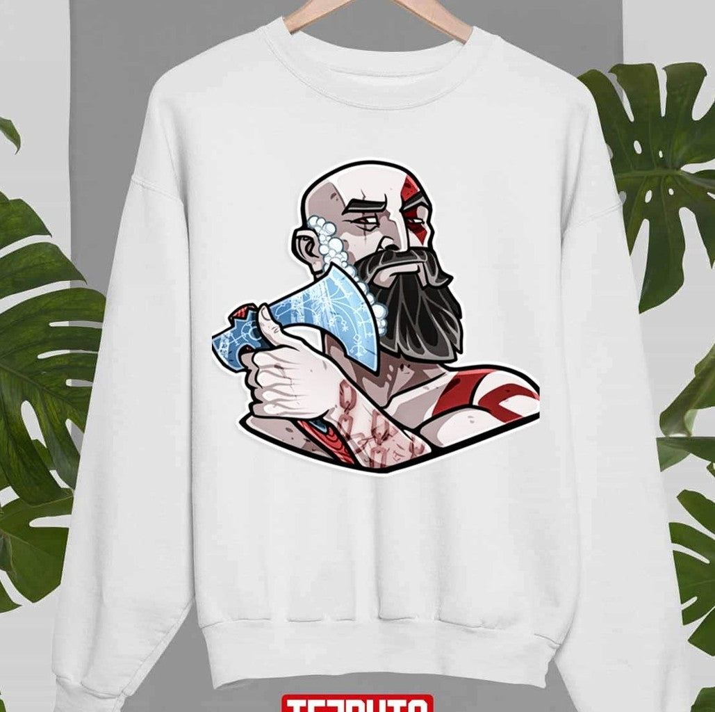Shaving With His Axe Kratos God Of War Unisex Sweatshirt