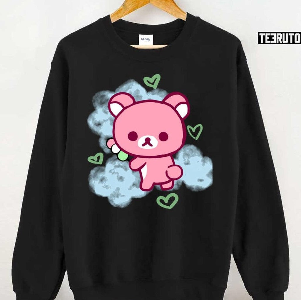 Pink Korilakkuma With Blue Clouds Unisex T-Shirt