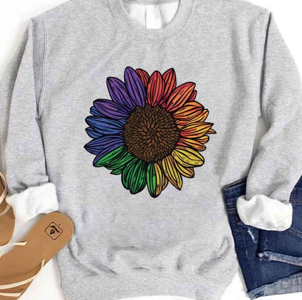 Pride Colors Sunflower Lgbtq Pride Month Unisex Sweatshirt