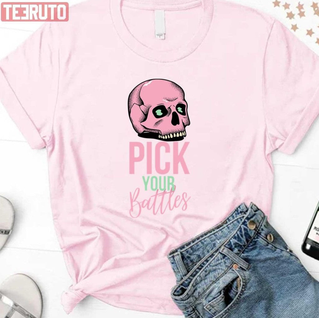 Pink Skull Pick Your Battles Unisex Sweatshirt