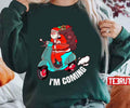 Santa Claus Arrives On A Scooter Christmas Party S Funny Unisex Sweatshirt