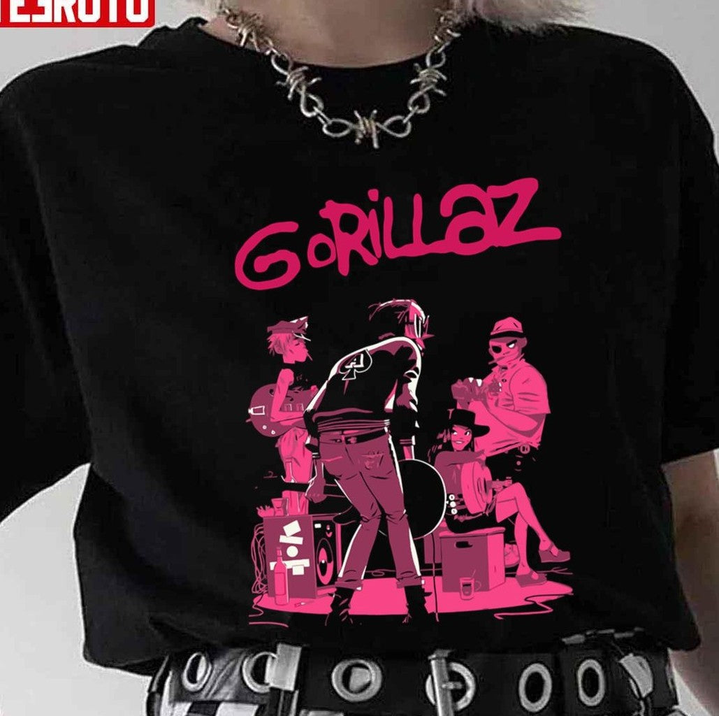 Pink Art Gorillaz Are An English Virtual Band Unisex T-Shirt