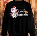 Season's Carrotings Punny Bunny Christmas Pink X Black Sweatshirt