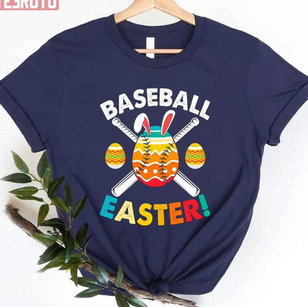 Retro Easter Bunny Baseball Love Easter Eggs Sport Lover Unisex T-shirt