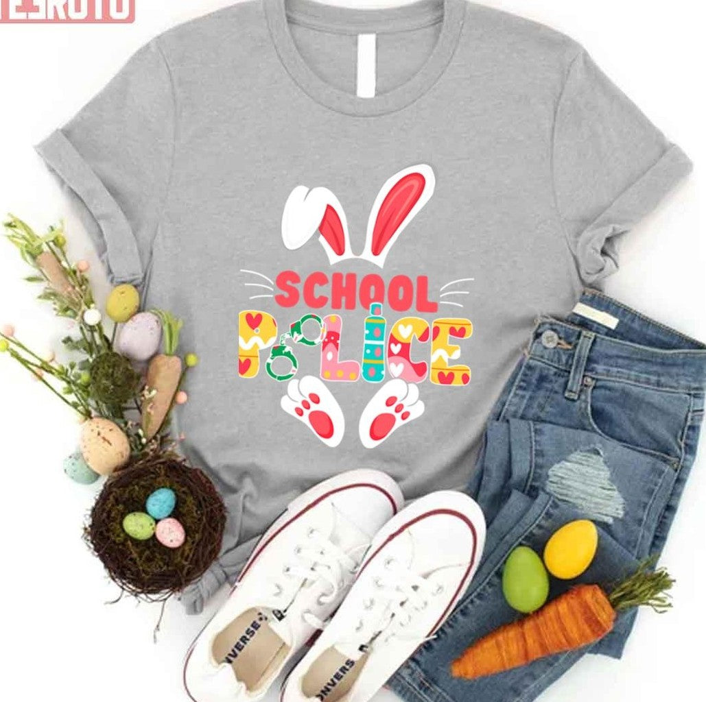Best Bunny School Police Lover Student Teacher Easter Day Unisex T-shirt