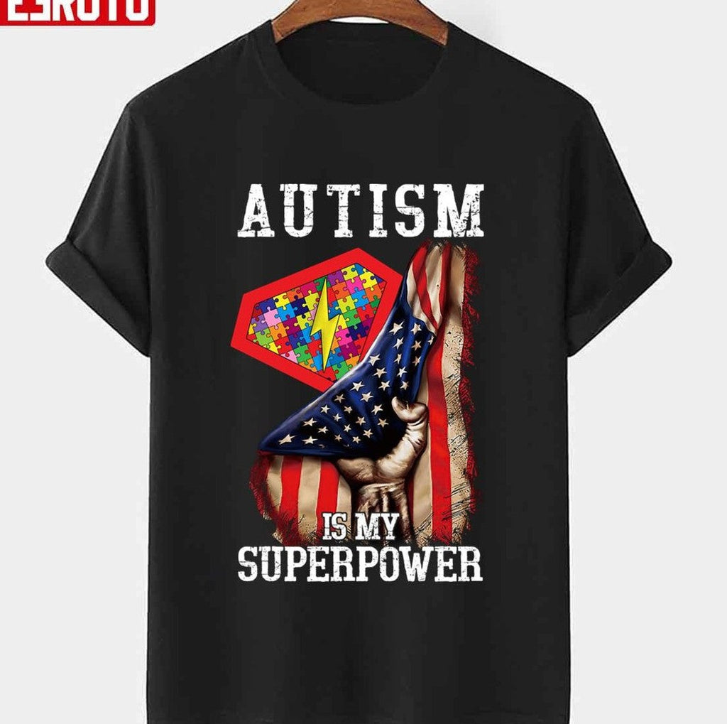 Autism Is My Super Power Superhero Vintage Flag Unisex T-shirt