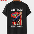 Autism Is My Super Power Superhero Vintage Flag Unisex T-shirt