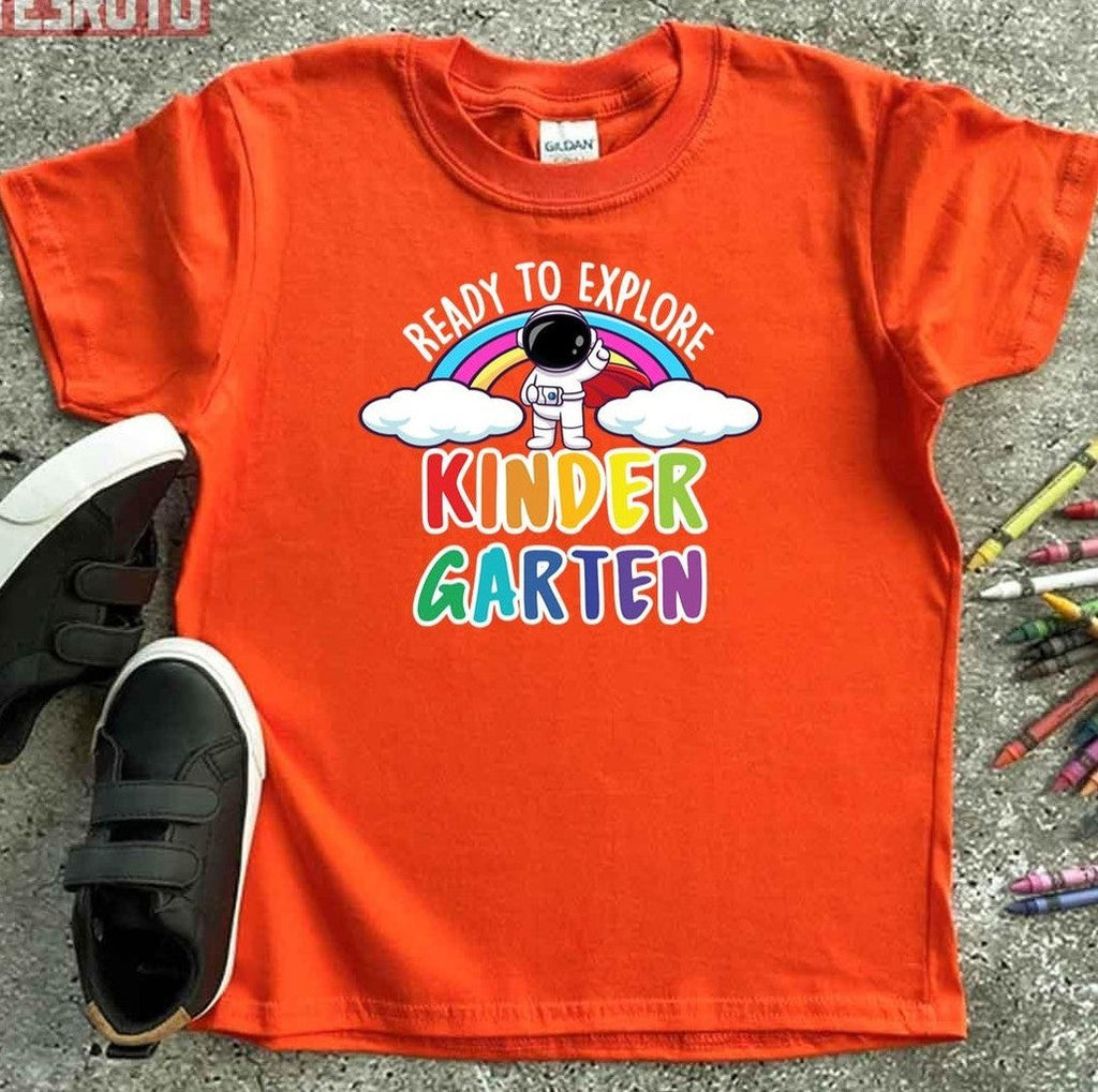 Astronaut Back To School Ready To Explore Kindergarten Leopard Boho Rainbow Unisex T-Shirt