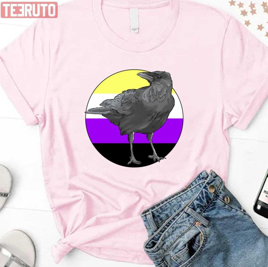 Round Design Nonbinary Pride Crow Lgbtq Pride Month Unisex Sweatshirt