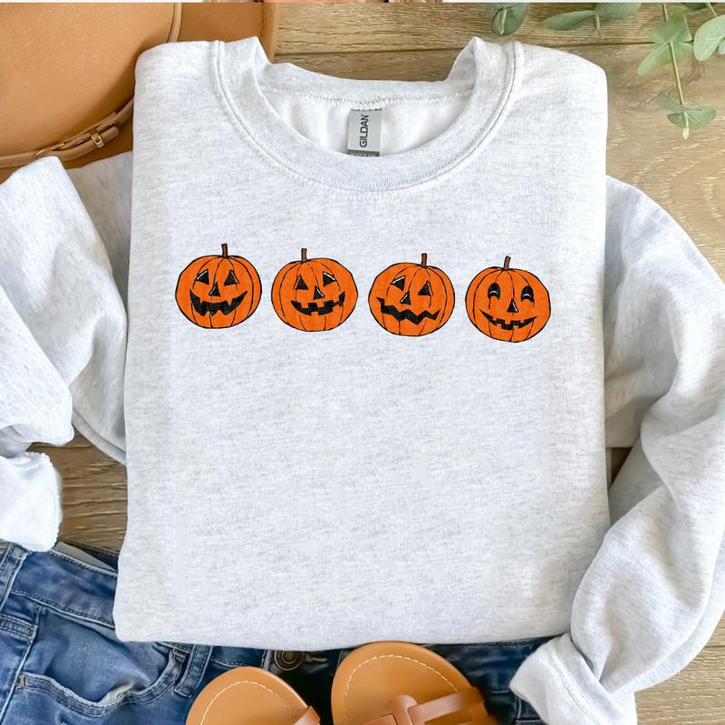 Pumpkin Sweatshirt, Pumpkin Sweater, Halloween Crewneck Sweatshirt Unisex
