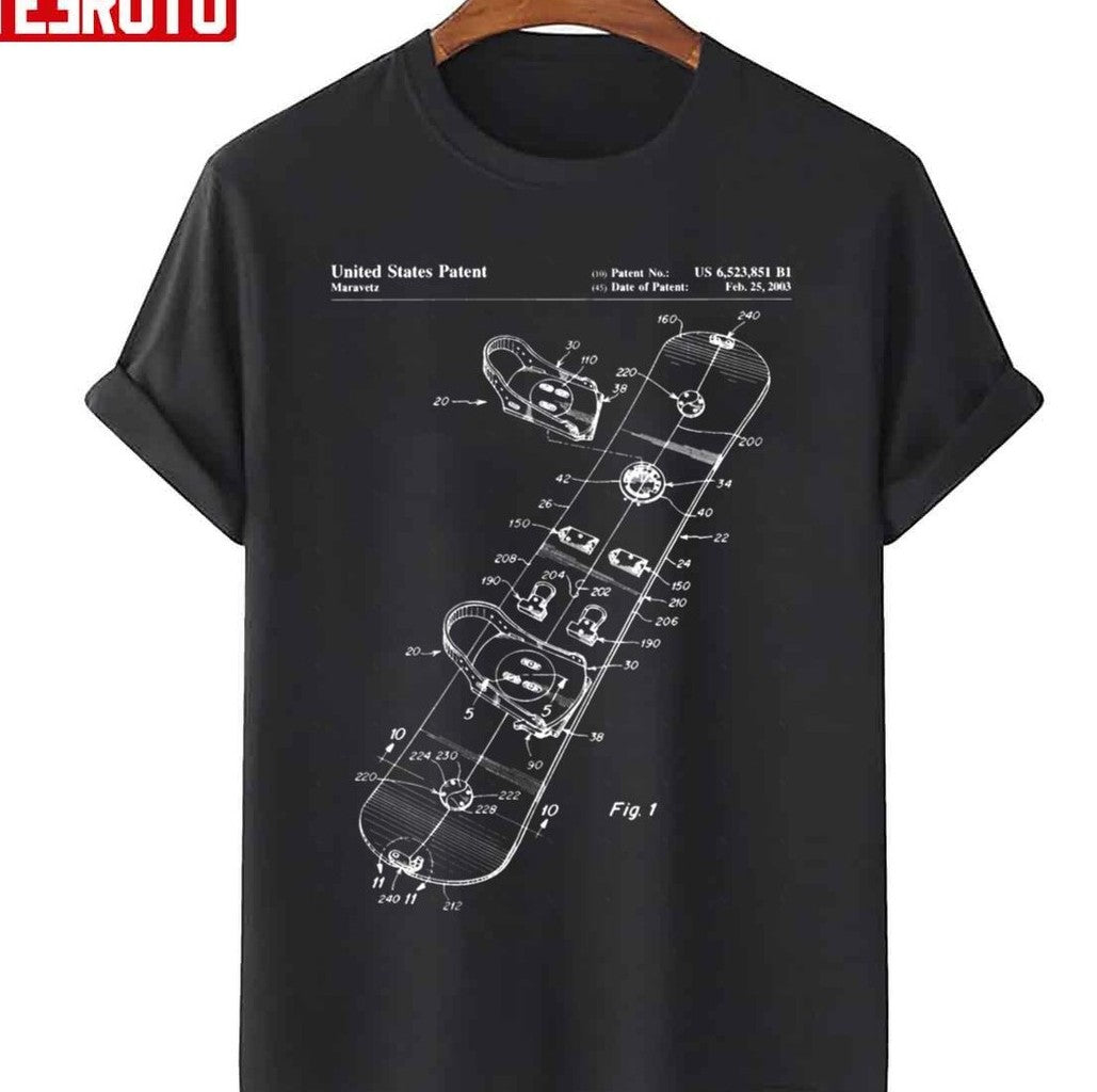 Snowboard Patent Snowboarding Art Blueprint Unisex Sweatshirt