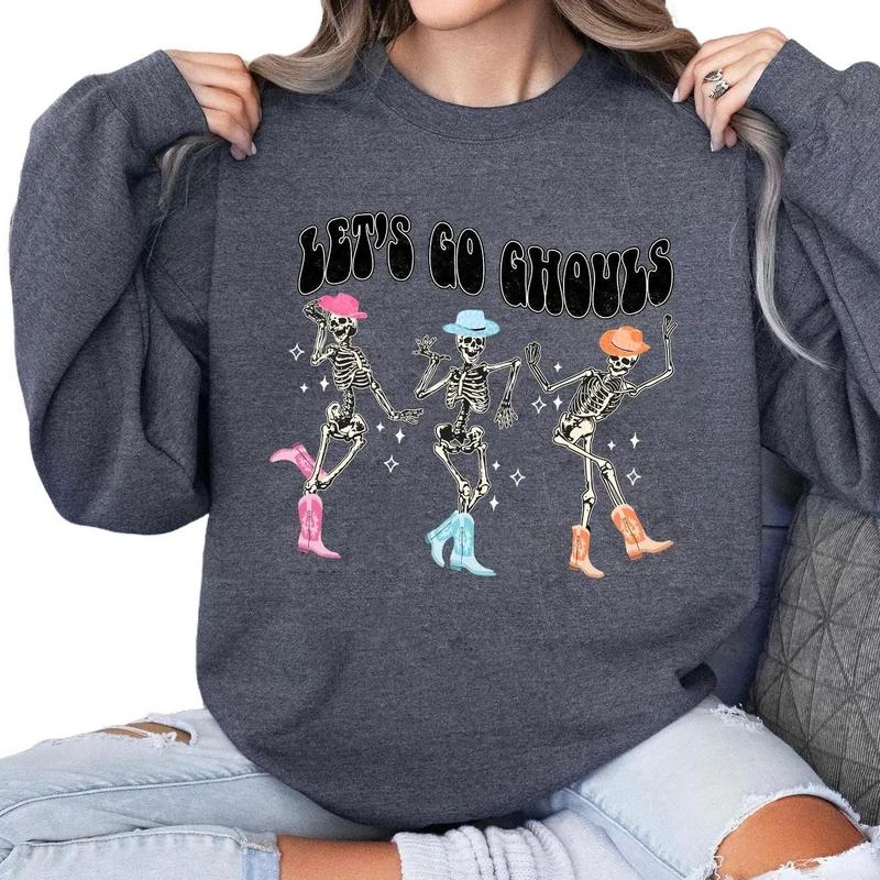 Let's Go Ghouls Dancing Skeleton Ghost Sweatshirt Hoodie Tshirt, Halloween 2024 Gifts