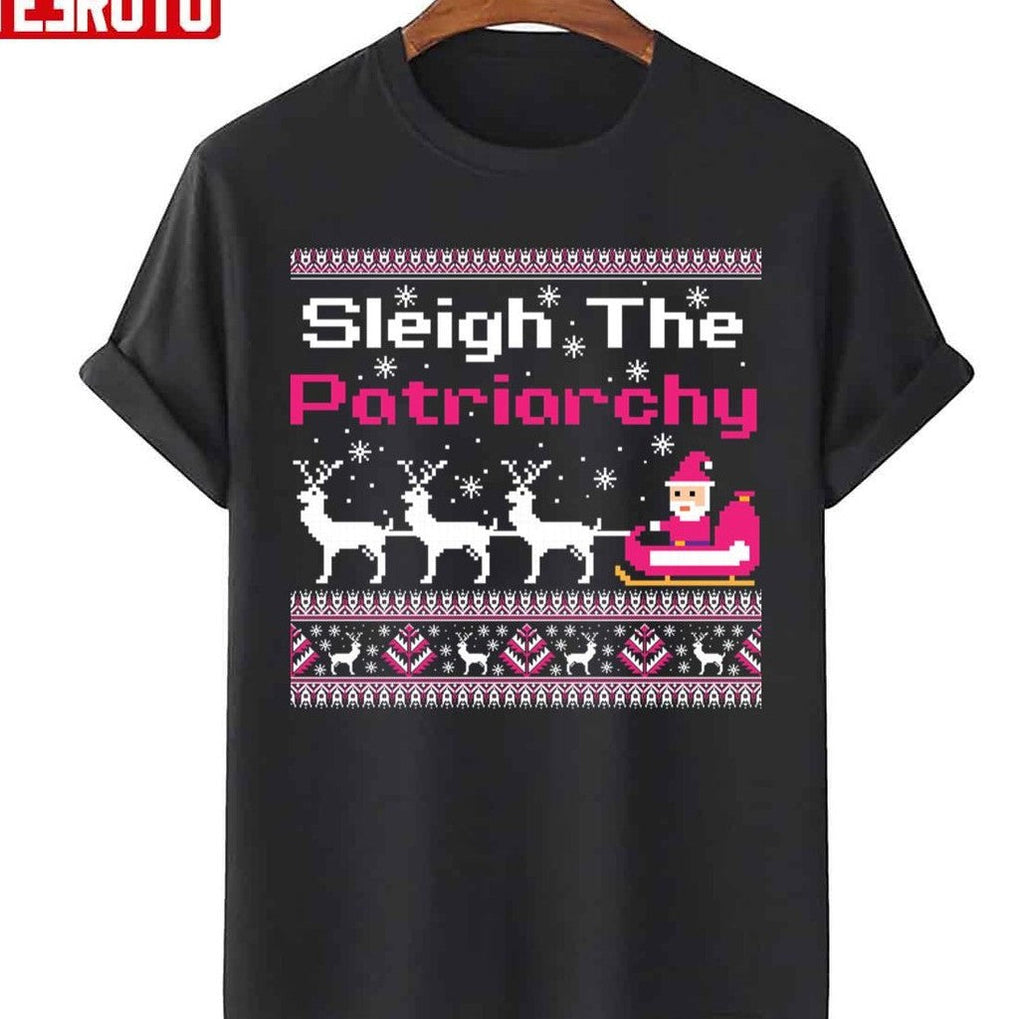 Pink Sleigh The Patriarchy Feminist Christmas Unisex Sweatshirt