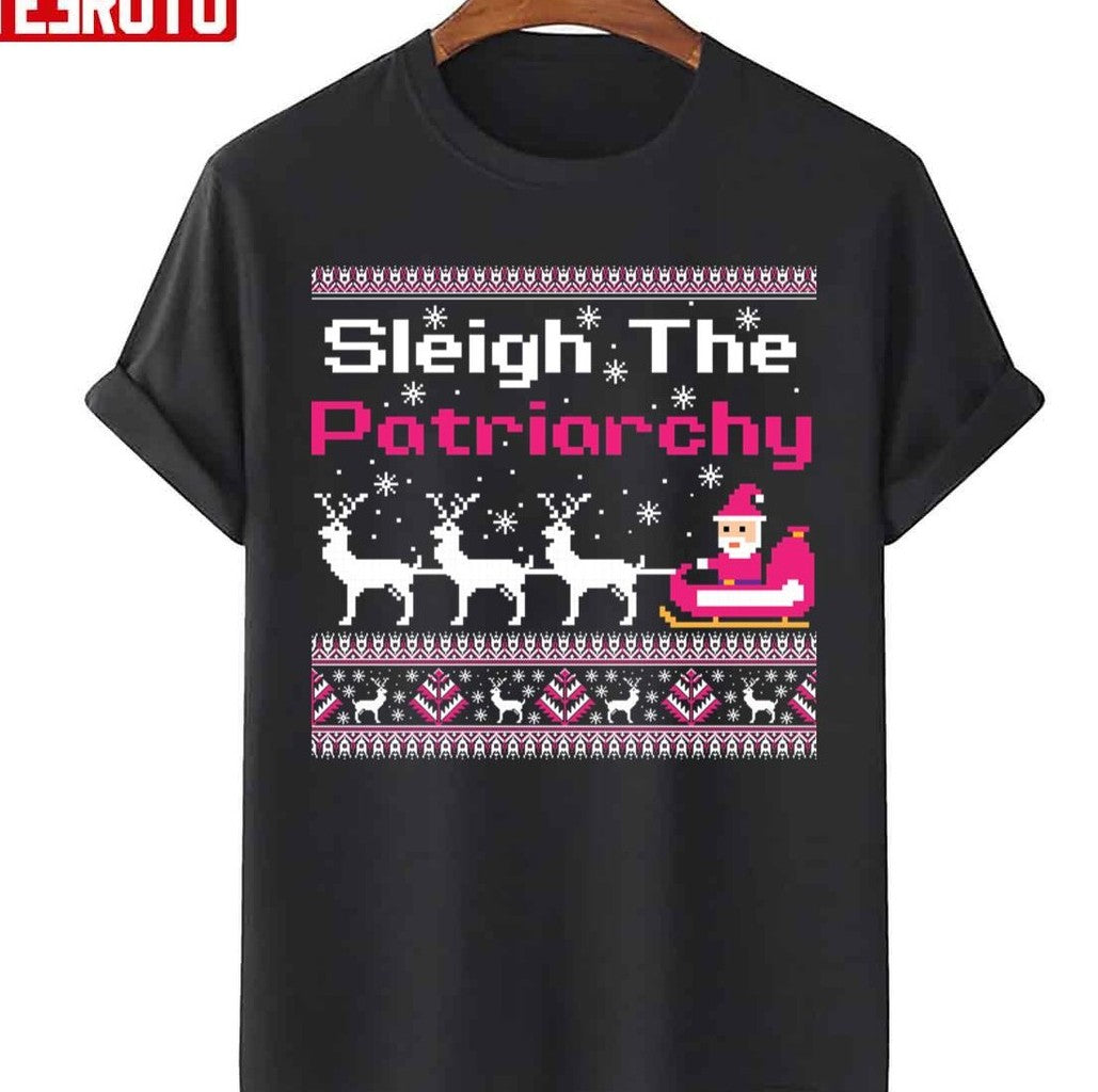 Pink Sleigh The Patriarchy Feminist Christmas Unisex Sweatshirt
