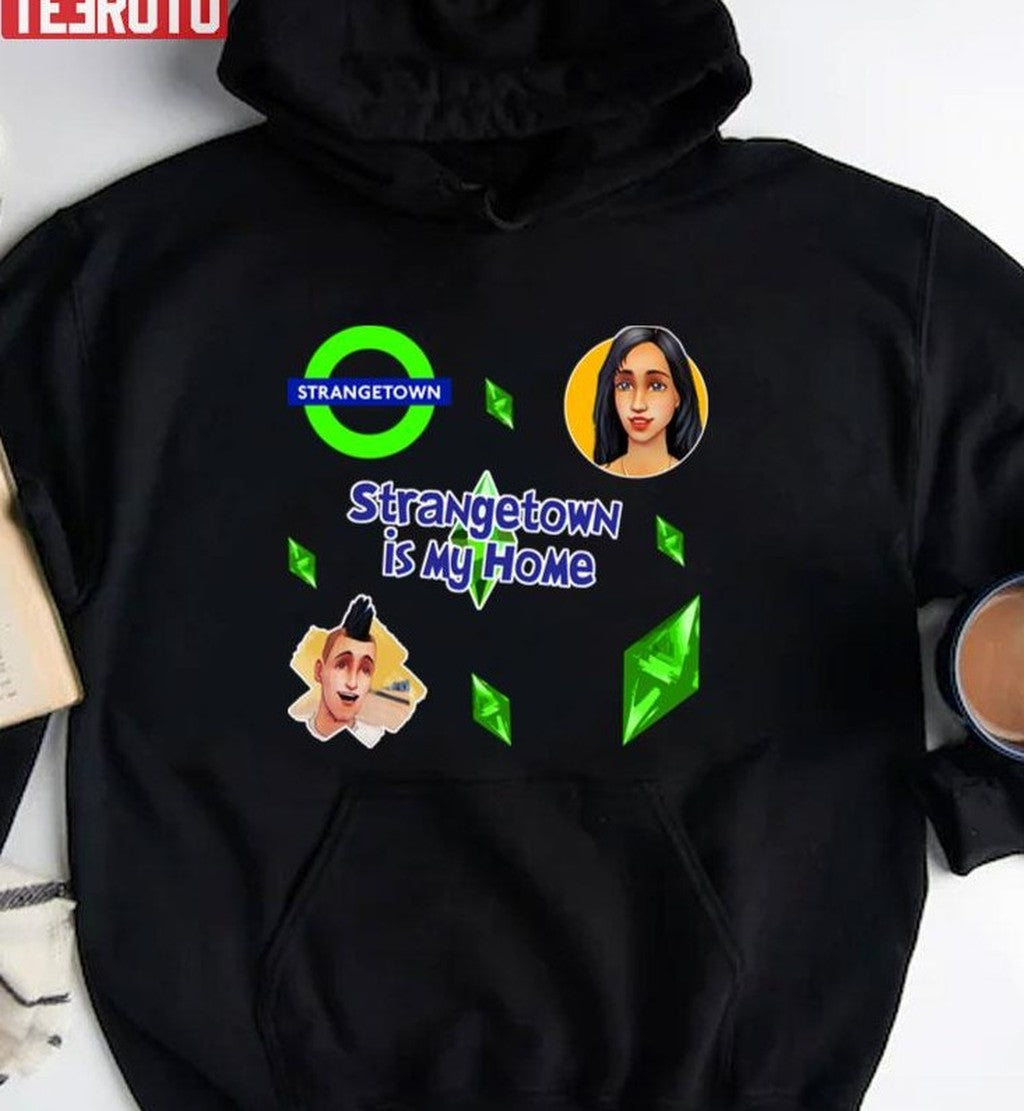 Strangetown Collection Sheet Sim Sims Goth Nervous Alien Ufo The Sims Game Unisex T-shirt