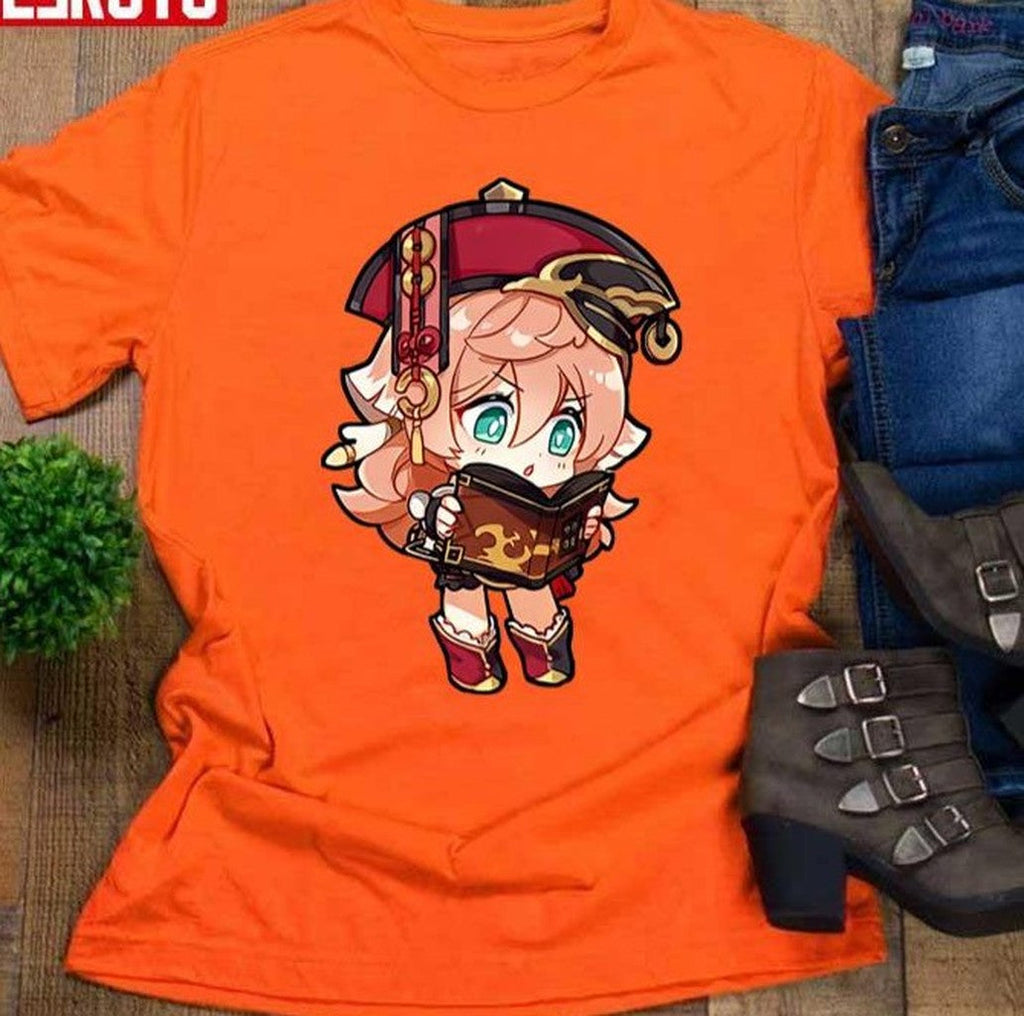 Reading Chibi Yanfei Genshin Impact Unisex T-Shirt