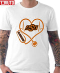 Nurse Love Oklahoma State Cowboys Heartbeat Unisex T-Shirt