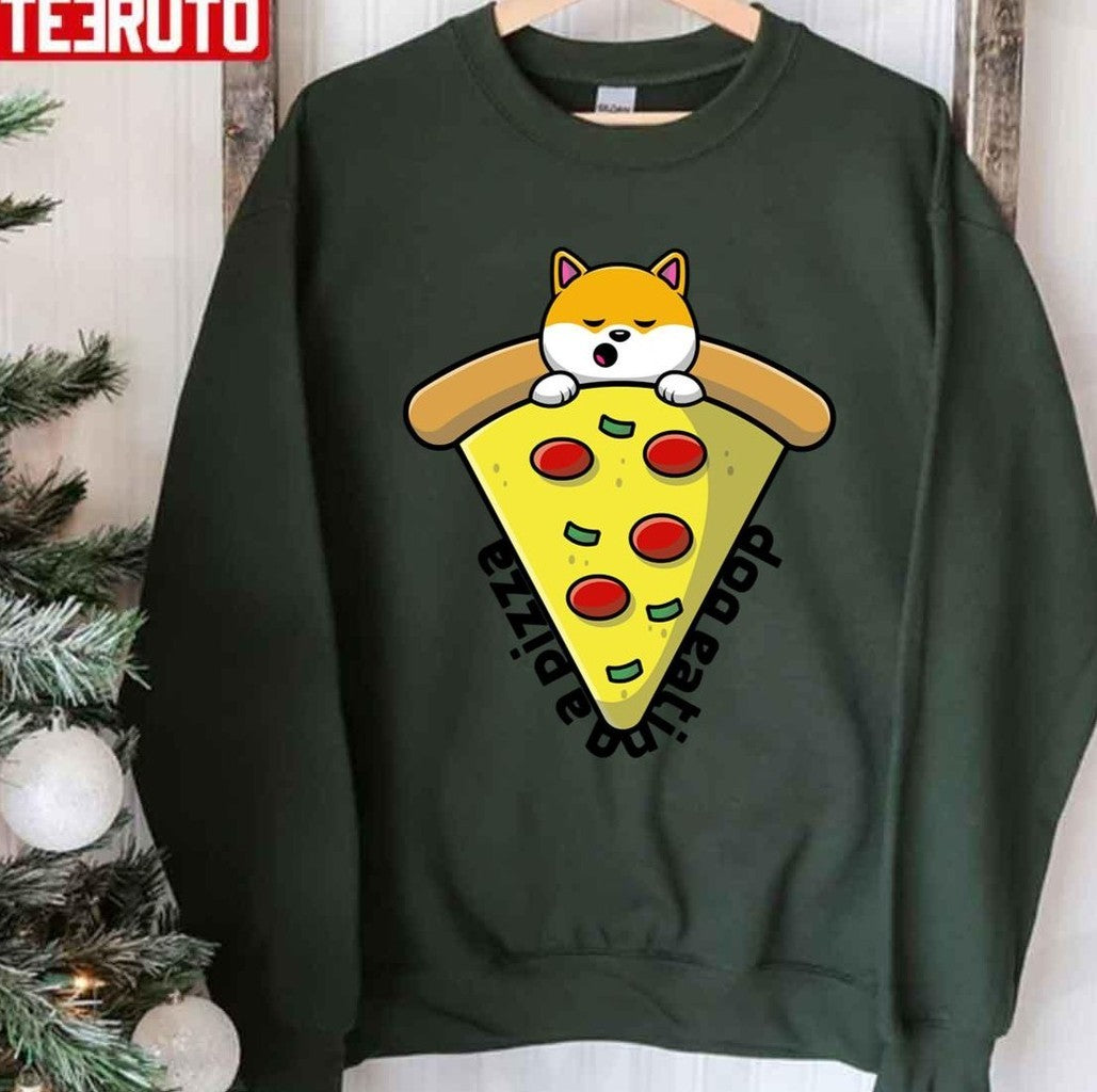 Shiba Inu Dog Eating A Pizza Unisex T-Shirt