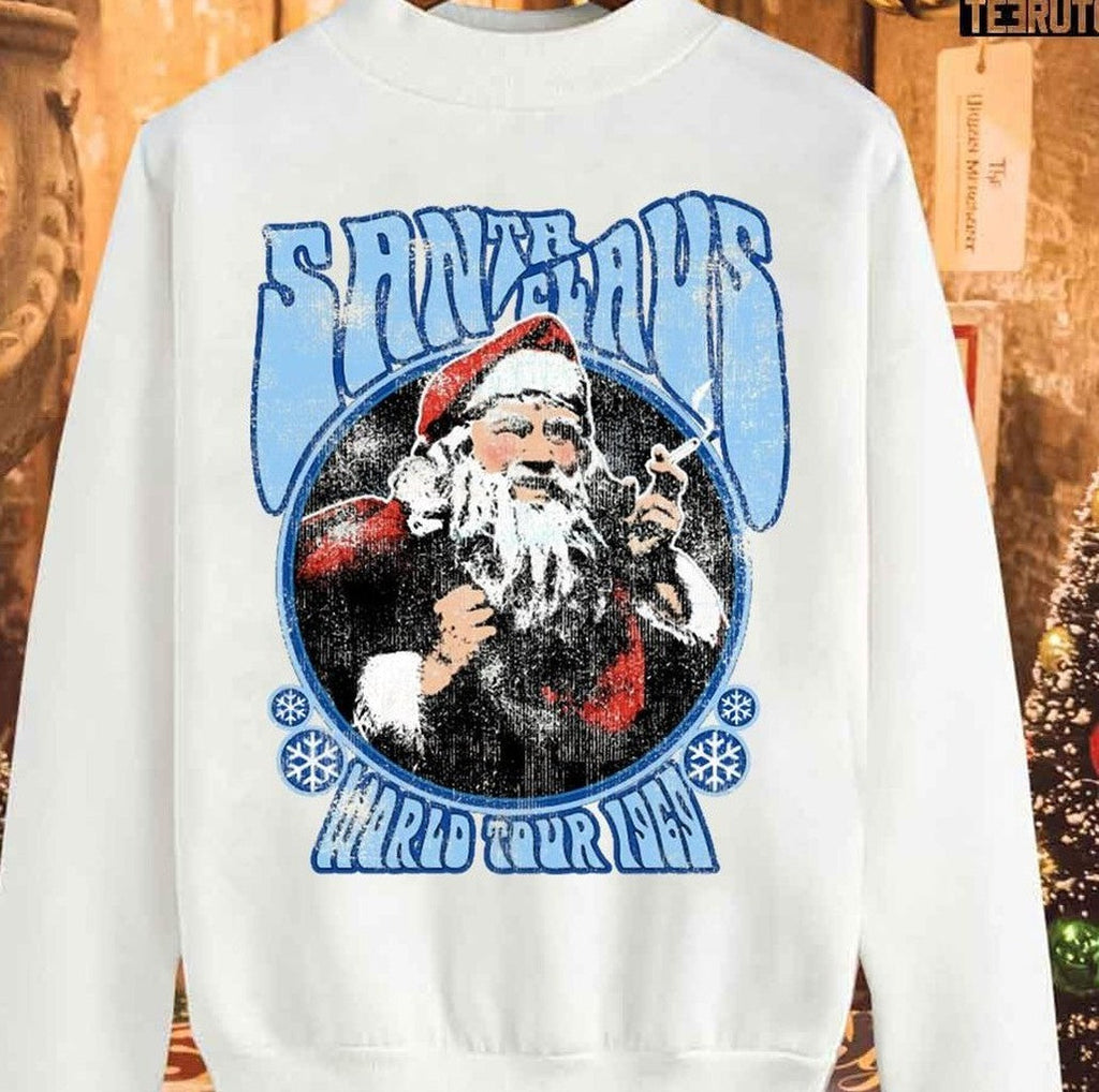 Smoking Santa Claus World Tour 1969 Vintage Woodstock Christmas Concert Unisex Sweatshirt