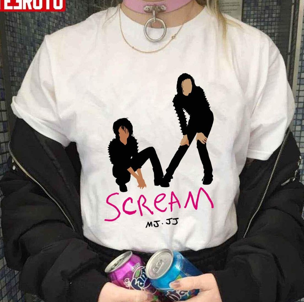 Scream Mj &amp; Jj Silhouettes Magenta Michael Jackson &amp; Janet Jackson Unisex T-shirt