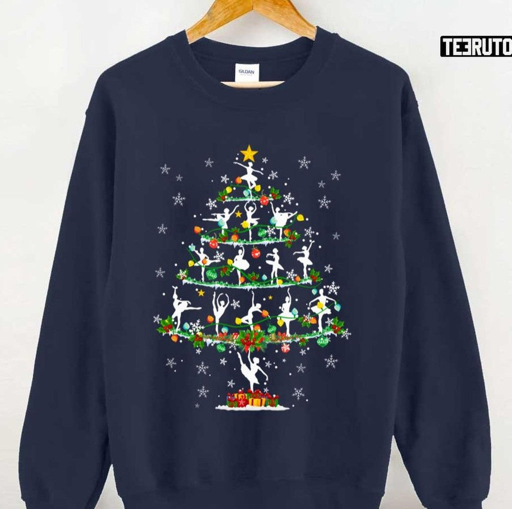 Ballet Dance Xmas Lighting Santa Ballet Dance Christmas Tree Unisex Sweatshirt