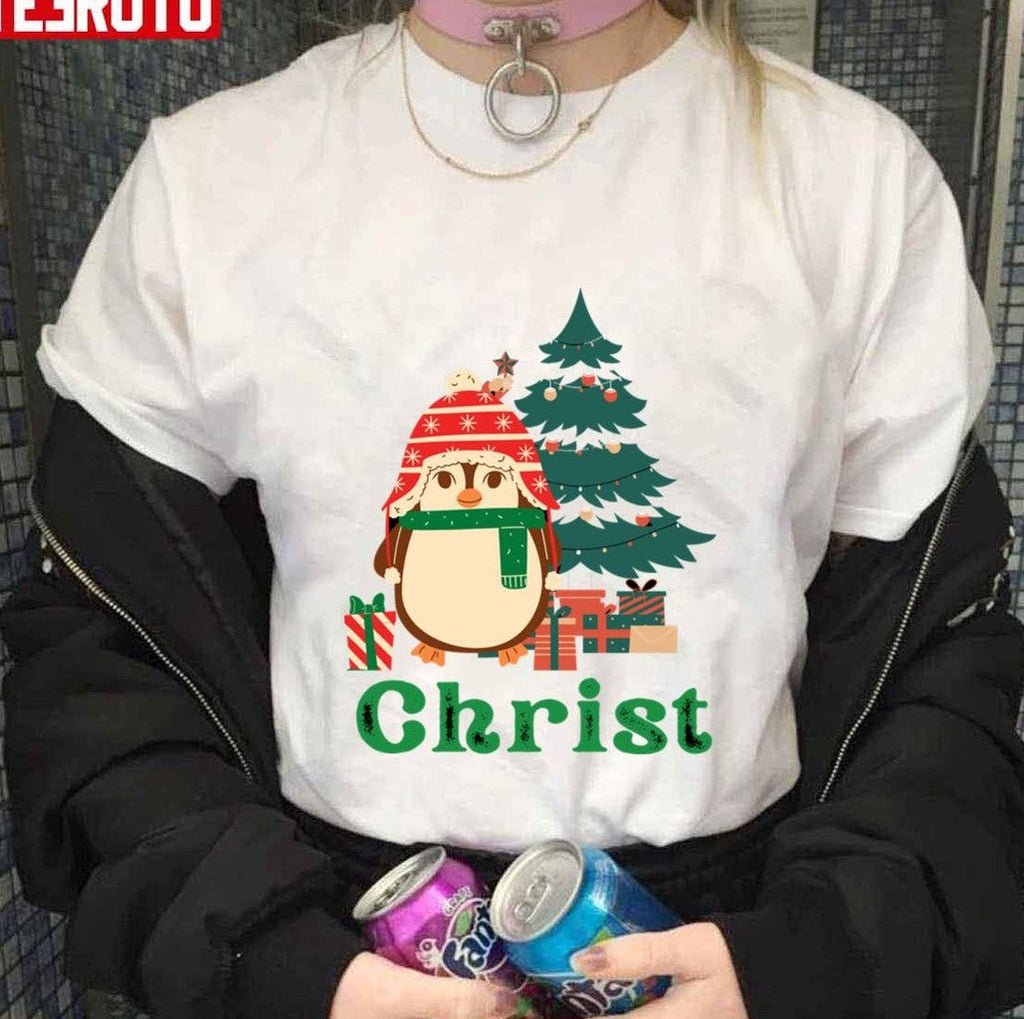 Penguin Christmas Greeting Season Begins With WintersUnisex Sweatshirt