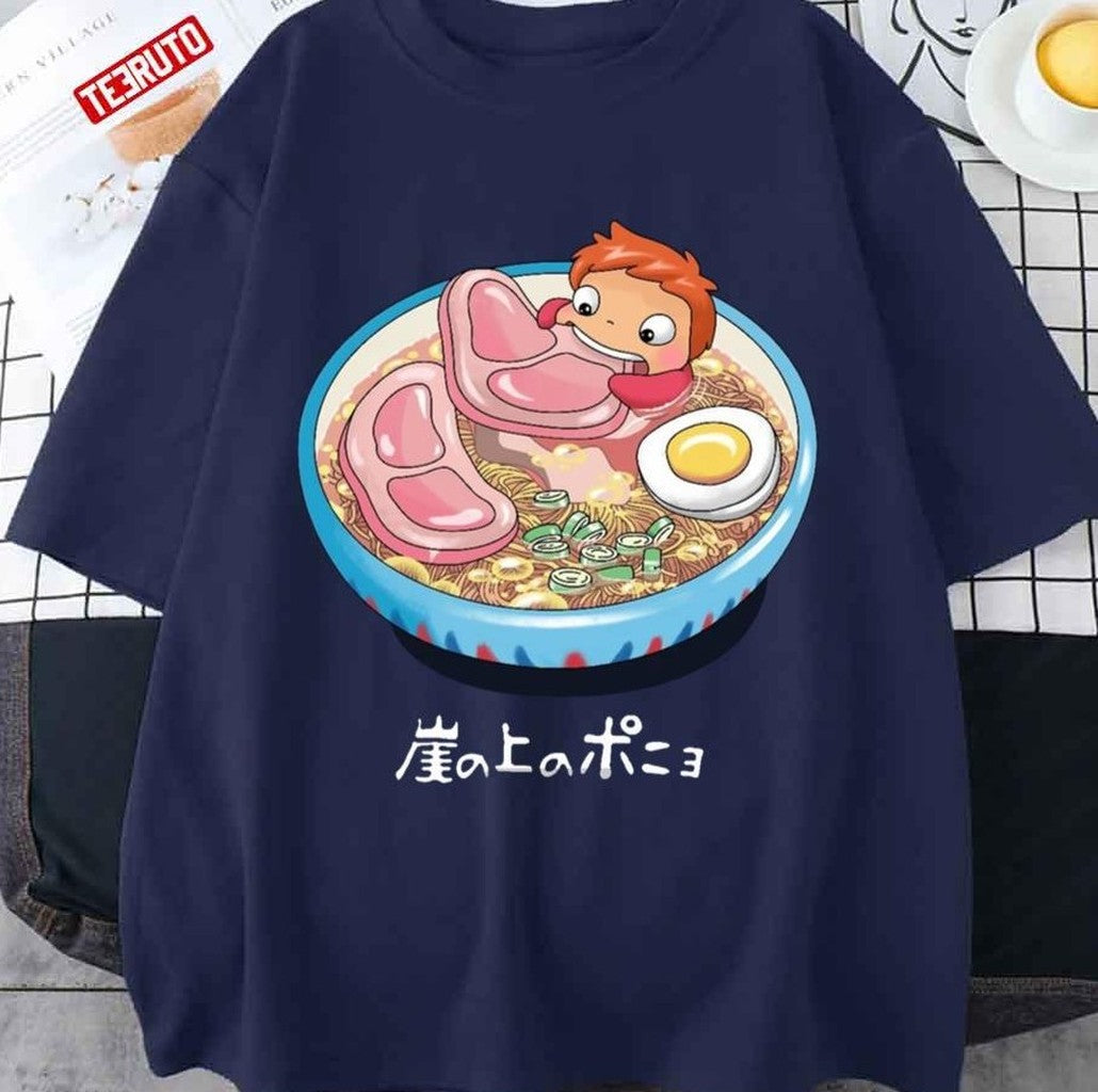 Ponyo Eat Meat Ramen Ghibli Unisex T-shirt