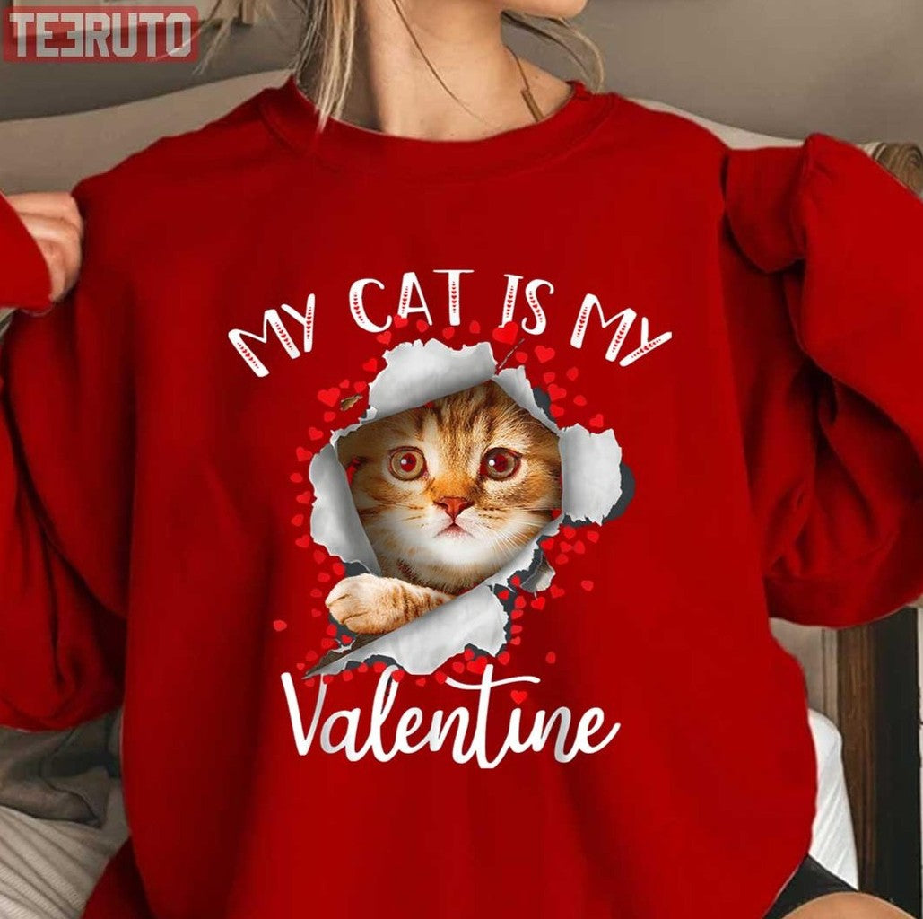 My Valentine Has Paws Cute Cat Unisex Sweatshirt