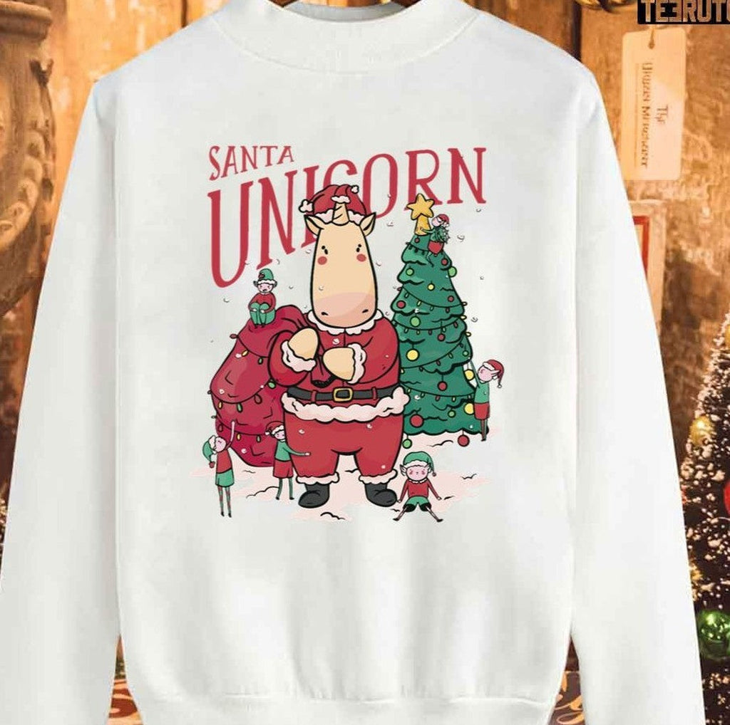 Santa Unicorn Christmas Santa Claus Sweatshirt