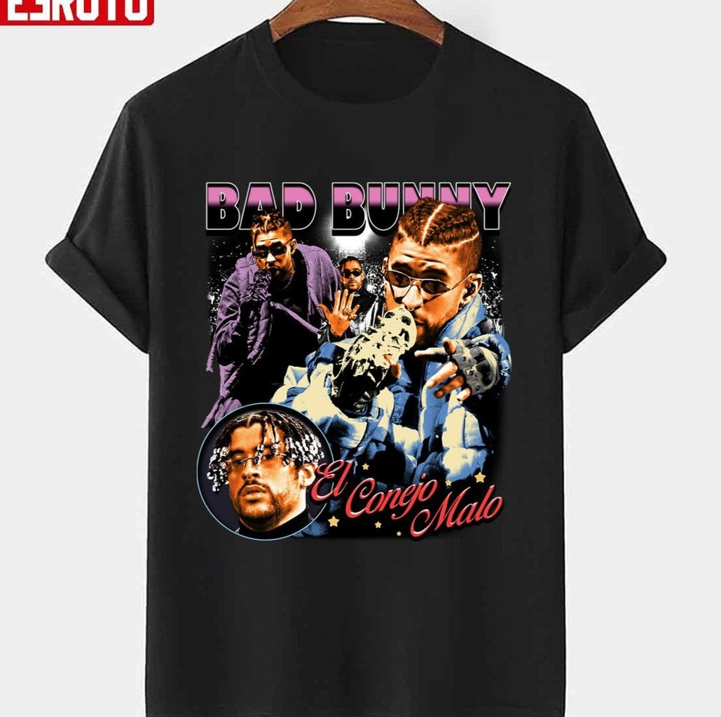 Bad Bunny Rap Vintage El Conejo Malo Aethestic Retro Unisex T-shirt